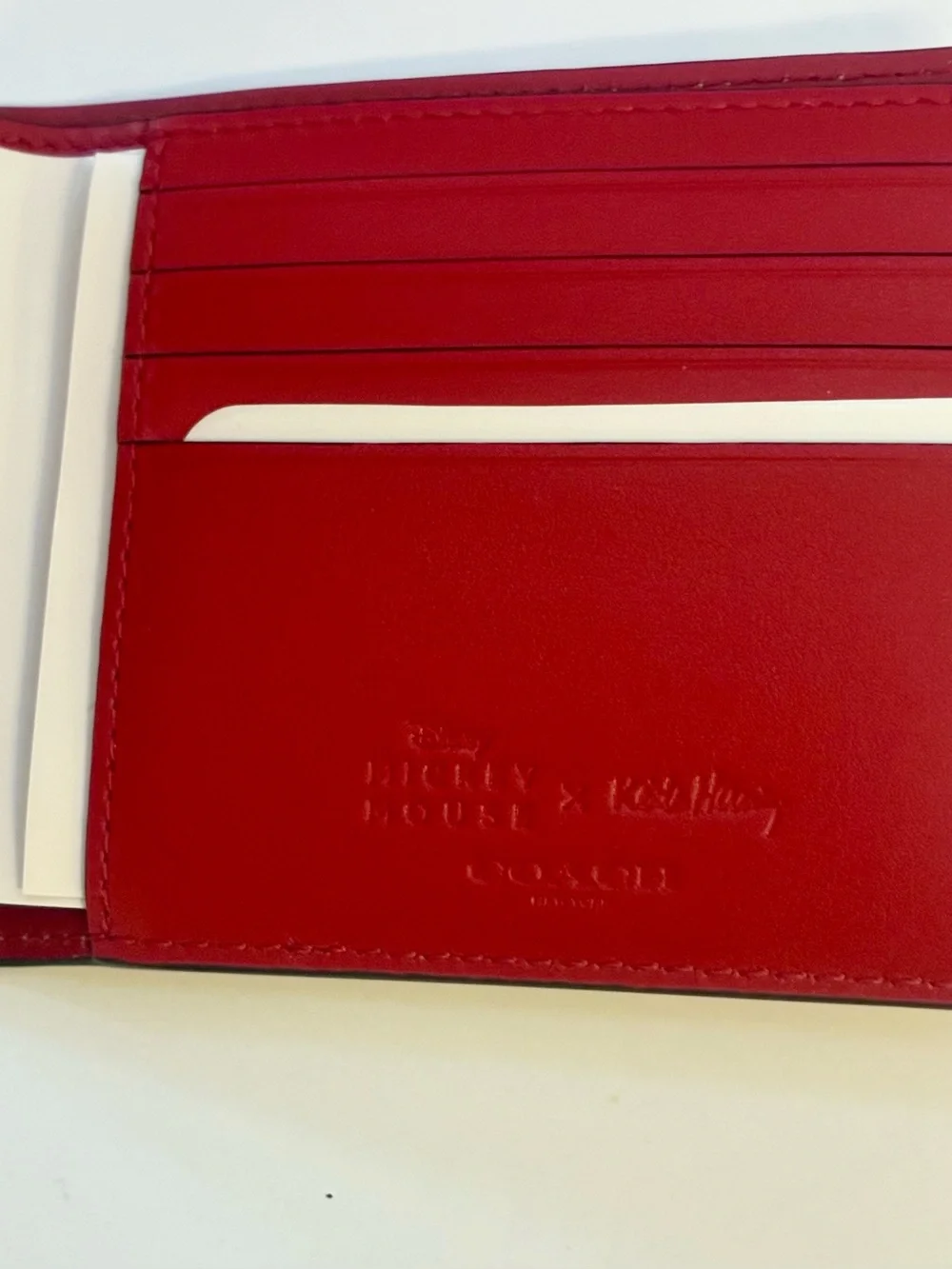 Coach Disney Keith Haring Mickey Mouse UFO Unisex Leather Bifold Wallet NEW